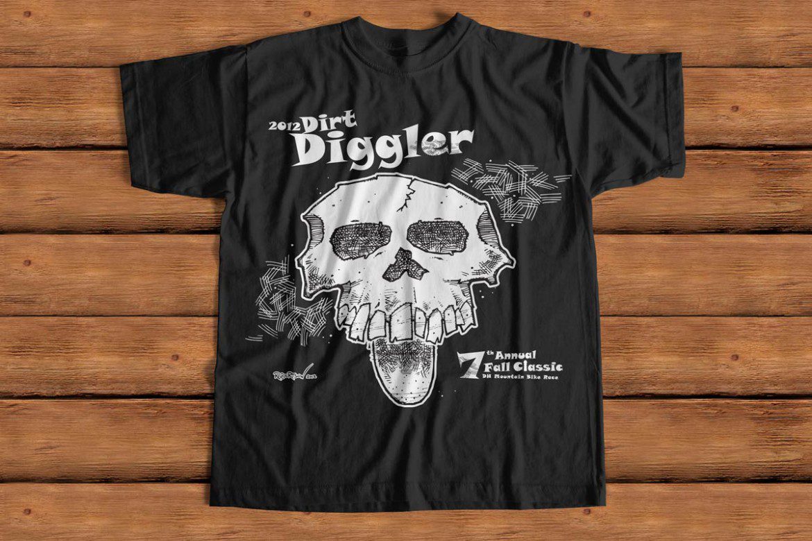 Bruce Robertson Portfolio, T-shirt Artwork for Dirt Diggler Mountain Bike Race